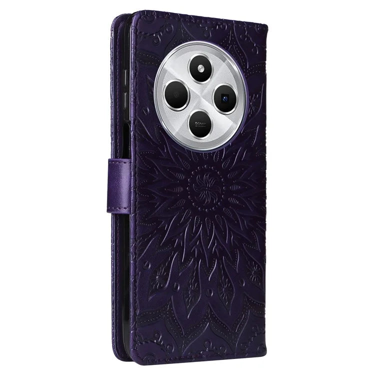 KT Imprinting Flower Series-1 For Xiaomi Redmi 14C 4G Case Sunflower Leather Wallet Phone Cover