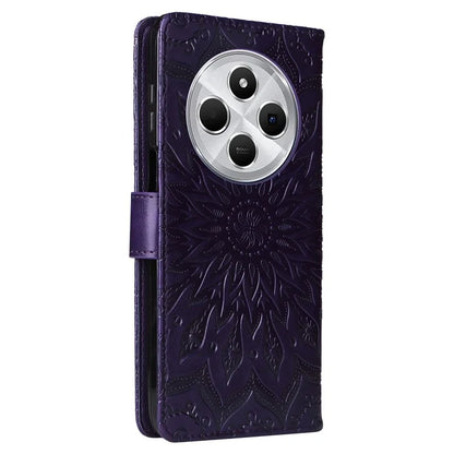KT Imprinting Flower Series-1 For Xiaomi Redmi 14C 4G Case Sunflower Leather Wallet Phone Cover
