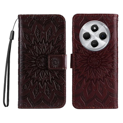 KT Imprinting Flower Series-1 For Xiaomi Redmi 14C 4G Case Sunflower Leather Wallet Phone Cover