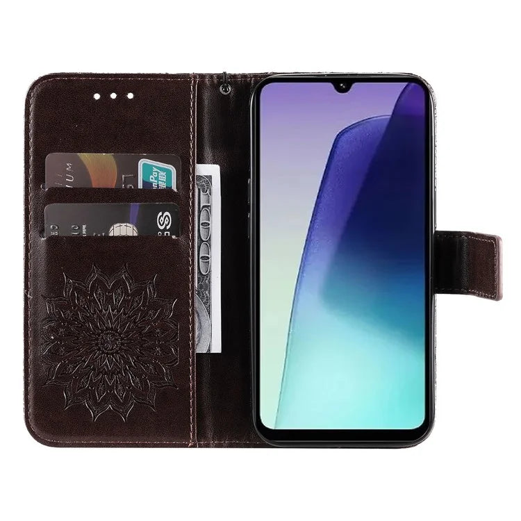 KT Imprinting Flower Series-1 For Xiaomi Redmi 14C 4G Case Sunflower Leather Wallet Phone Cover