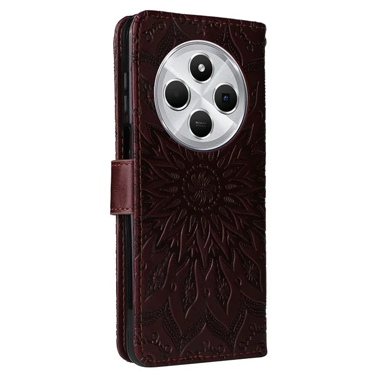 KT Imprinting Flower Series-1 For Xiaomi Redmi 14C 4G Case Sunflower Leather Wallet Phone Cover