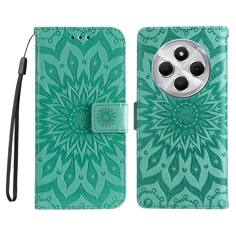 KT Imprinting Flower Series-1 For Xiaomi Redmi 14C 4G Case Sunflower Leather Wallet Phone Cover