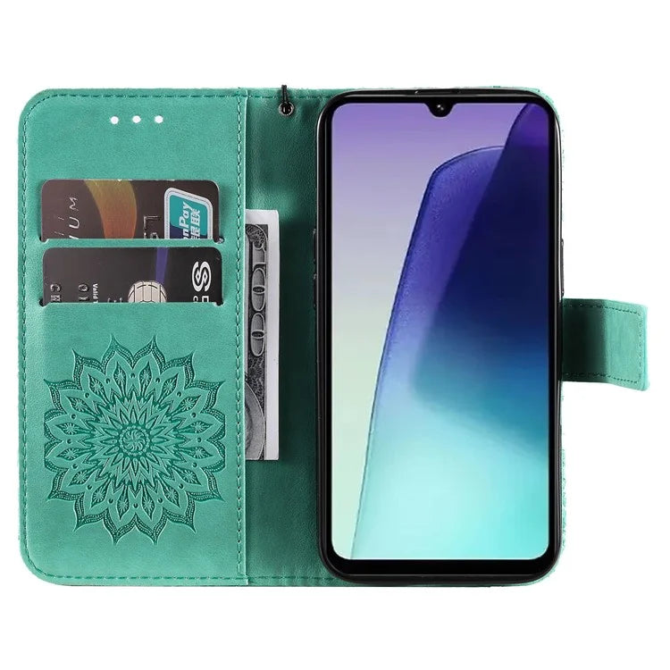 KT Imprinting Flower Series-1 For Xiaomi Redmi 14C 4G Case Sunflower Leather Wallet Phone Cover