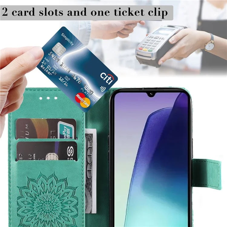KT Imprinting Flower Series-1 For Xiaomi Redmi 14C 4G Case Sunflower Leather Wallet Phone Cover