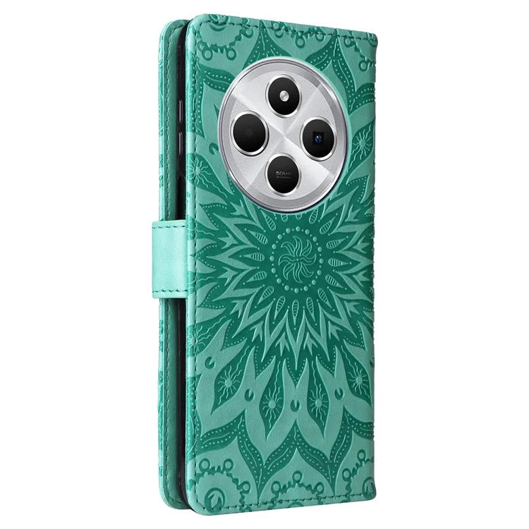 KT Imprinting Flower Series-1 For Xiaomi Redmi 14C 4G Case Sunflower Leather Wallet Phone Cover