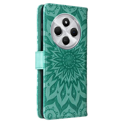 KT Imprinting Flower Series-1 For Xiaomi Redmi 14C 4G Case Sunflower Leather Wallet Phone Cover