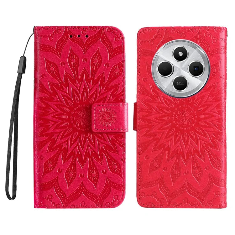 KT Imprinting Flower Series-1 For Xiaomi Redmi 14C 4G Case Sunflower Leather Wallet Phone Cover
