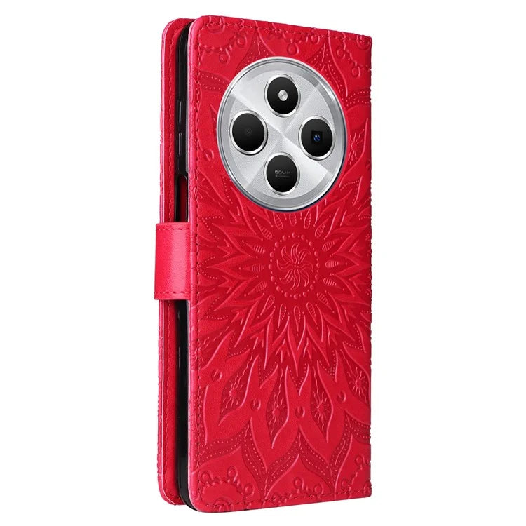 KT Imprinting Flower Series-1 For Xiaomi Redmi 14C 4G Case Sunflower Leather Wallet Phone Cover