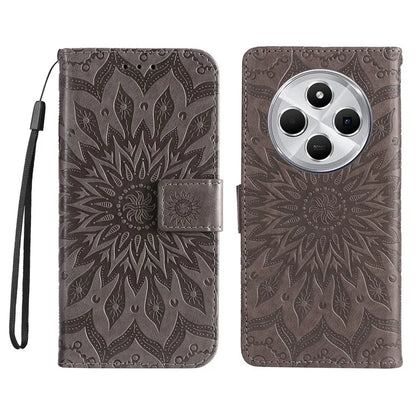 KT Imprinting Flower Series-1 For Xiaomi Redmi 14C 4G Case Sunflower Leather Wallet Phone Cover