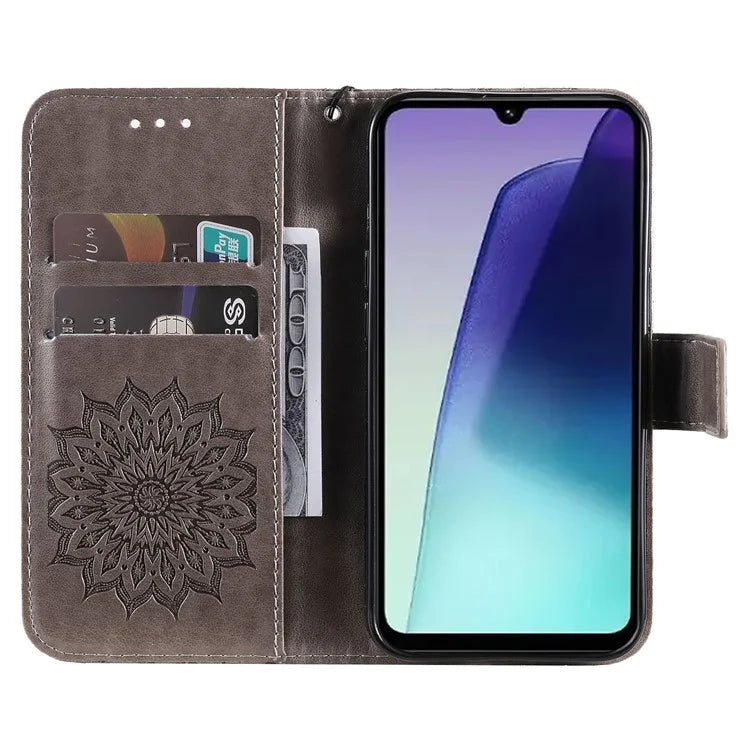 KT Imprinting Flower Series-1 For Xiaomi Redmi 14C 4G Case Sunflower Leather Wallet Phone Cover