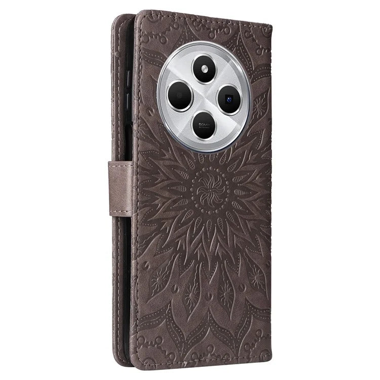 KT Imprinting Flower Series-1 For Xiaomi Redmi 14C 4G Case Sunflower Leather Wallet Phone Cover