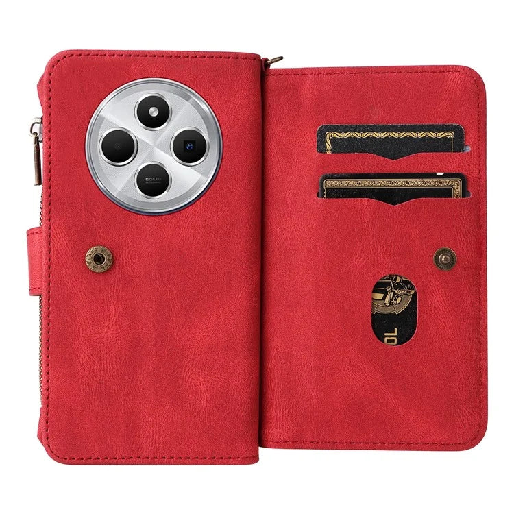 For Xiaomi Redmi 14C 4G Phone Case Zipper Wallet Leather Stand Cover