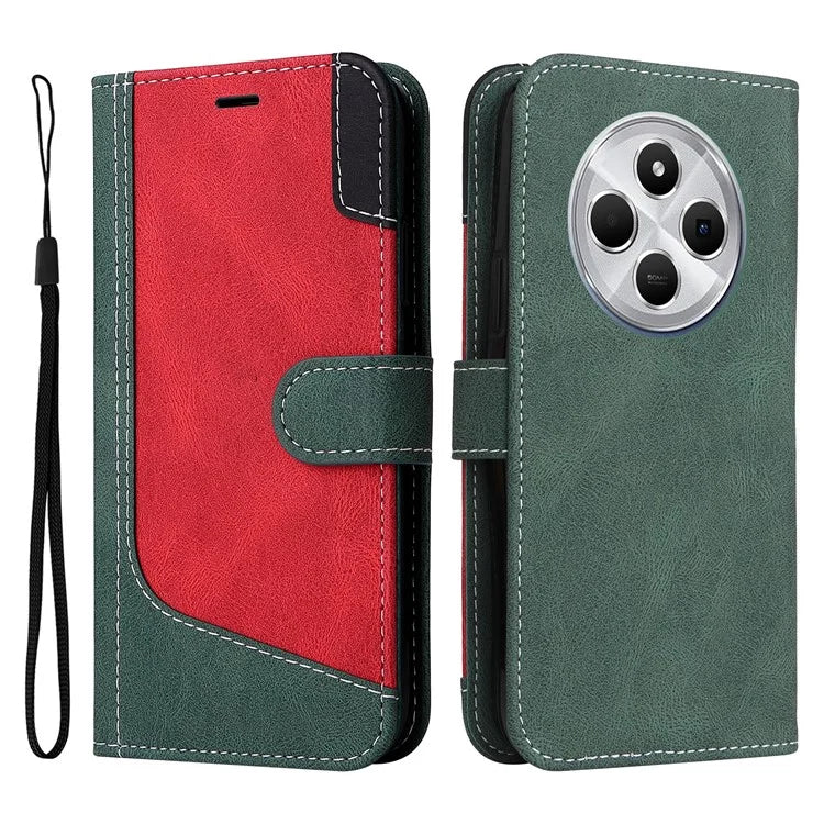 For Xiaomi Redmi 14C 4G Case Flip Wallet Leather Phone Cover 3 Color Splicing
