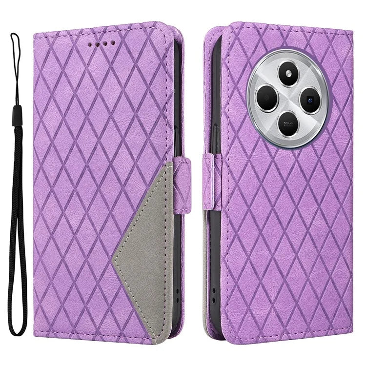 For Xiaomi Redmi 14C 4G Case Rhombus PU Leather Flip Wallet Phone Cover