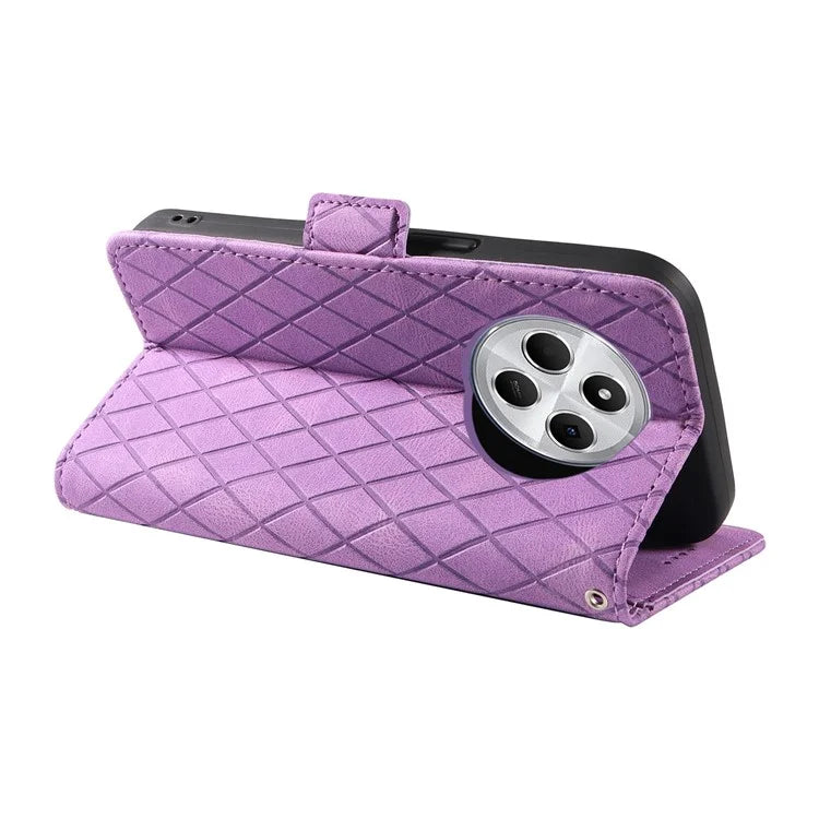 For Xiaomi Redmi 14C 4G Case Rhombus PU Leather Flip Wallet Phone Cover