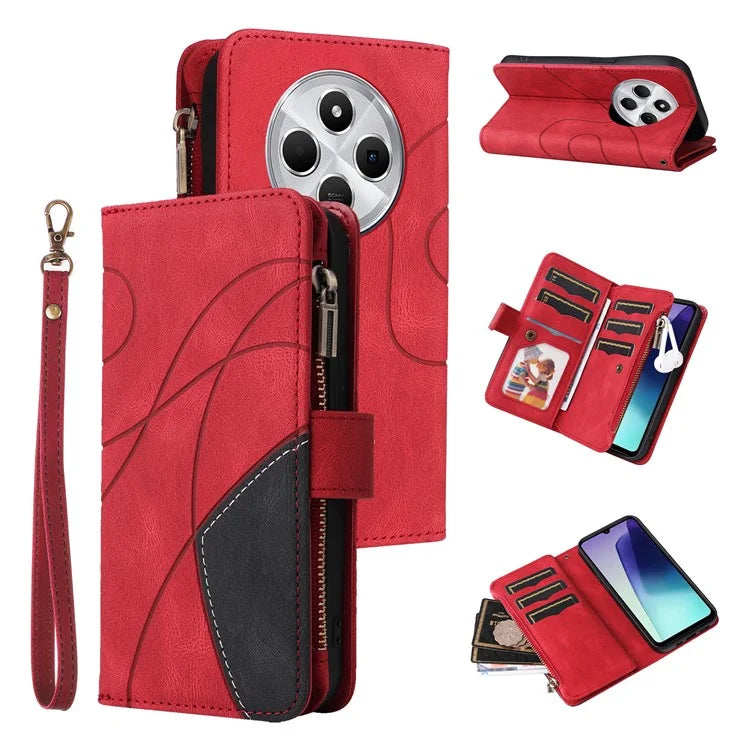 KT Multi-Function Series-5 For Xiaomi Redmi 14C 4G Case Zipper Wallet Leather Phone Cover Stand