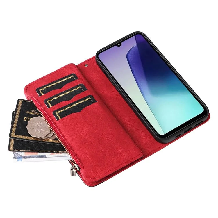 KT Multi-Function Series-5 For Xiaomi Redmi 14C 4G Case Zipper Wallet Leather Phone Cover Stand