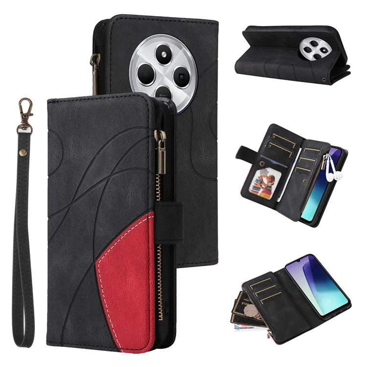 KT Multi-Function Series-5 For Xiaomi Redmi 14C 4G Case Zipper Wallet Leather Phone Cover Stand