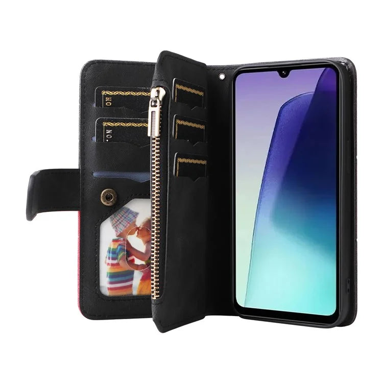 KT Multi-Function Series-5 For Xiaomi Redmi 14C 4G Case Zipper Wallet Leather Phone Cover Stand