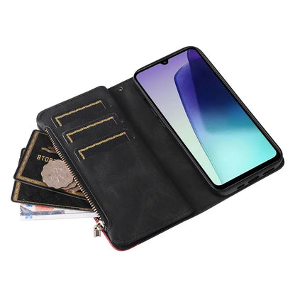 KT Multi-Function Series-5 For Xiaomi Redmi 14C 4G Case Zipper Wallet Leather Phone Cover Stand