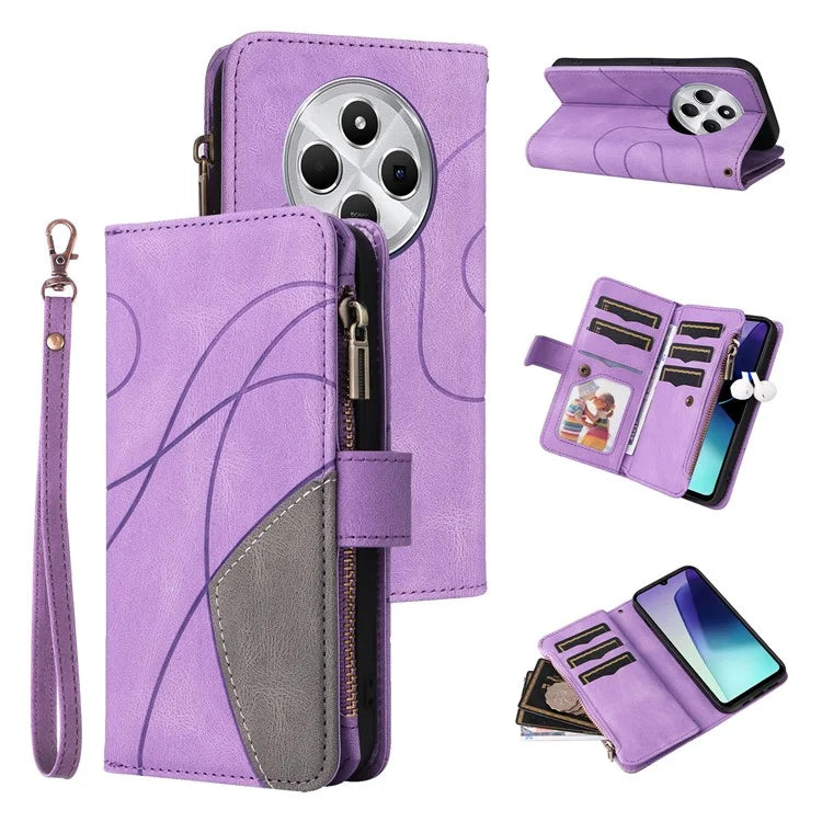 KT Multi-Function Series-5 For Xiaomi Redmi 14C 4G Case Zipper Wallet Leather Phone Cover Stand