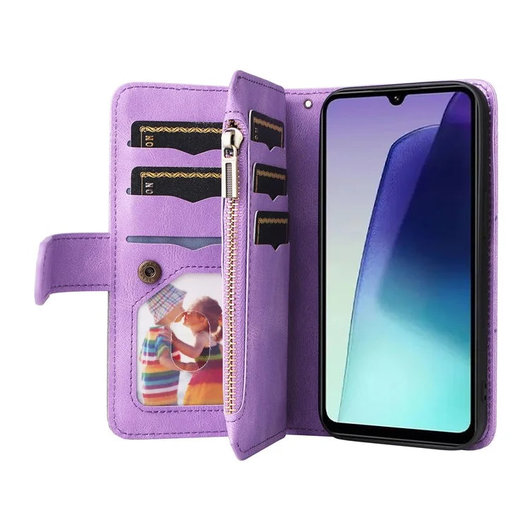 KT Multi-Function Series-5 For Xiaomi Redmi 14C 4G Case Zipper Wallet Leather Phone Cover Stand