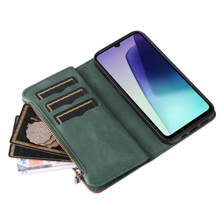KT Multi-Function Series-5 For Xiaomi Redmi 14C 4G Case Zipper Wallet Leather Phone Cover Stand