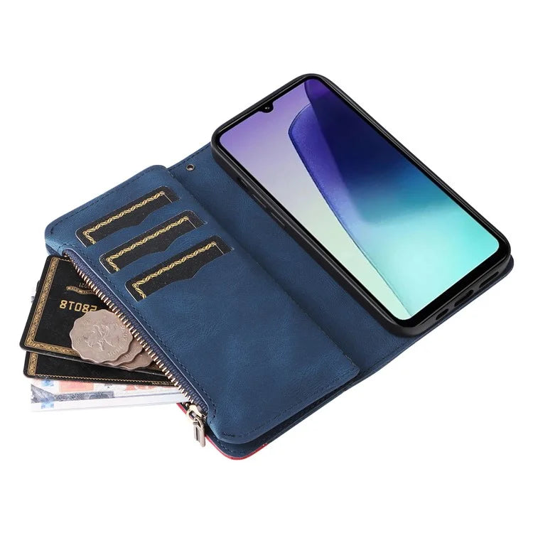 KT Multi-Function Series-5 For Xiaomi Redmi 14C 4G Case Zipper Wallet Leather Phone Cover Stand