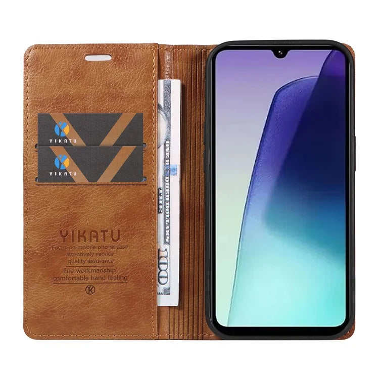 YIKATU YK-006 For Xiaomi Redmi 14C 4G Case Wallet Litchi Grain Leather Phone Cover Magnetic Auto-Absorbed