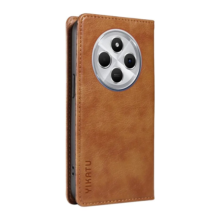 YIKATU YK-006 For Xiaomi Redmi 14C 4G Case Wallet Litchi Grain Leather Phone Cover Magnetic Auto-Absorbed