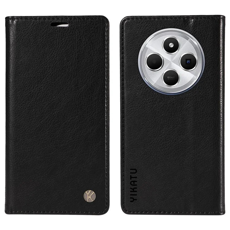 YIKATU YK-006 For Xiaomi Redmi 14C 4G Case Wallet Litchi Grain Leather Phone Cover Magnetic Auto-Absorbed