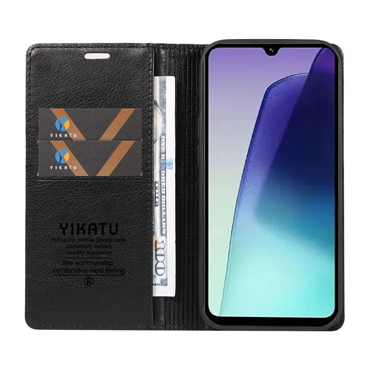 YIKATU YK-006 For Xiaomi Redmi 14C 4G Case Wallet Litchi Grain Leather Phone Cover Magnetic Auto-Absorbed