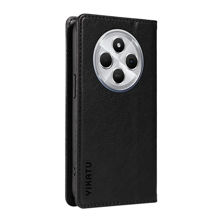 YIKATU YK-006 For Xiaomi Redmi 14C 4G Case Wallet Litchi Grain Leather Phone Cover Magnetic Auto-Absorbed