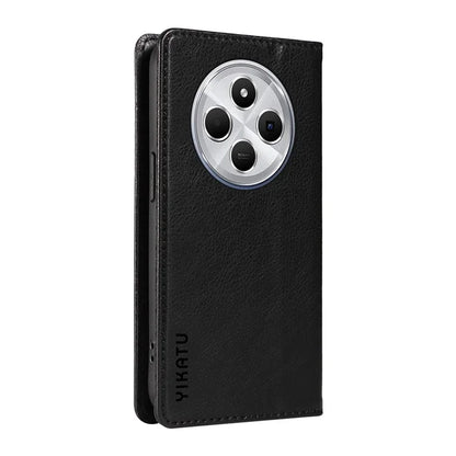 YIKATU YK-006 For Xiaomi Redmi 14C 4G Case Wallet Litchi Grain Leather Phone Cover Magnetic Auto-Absorbed