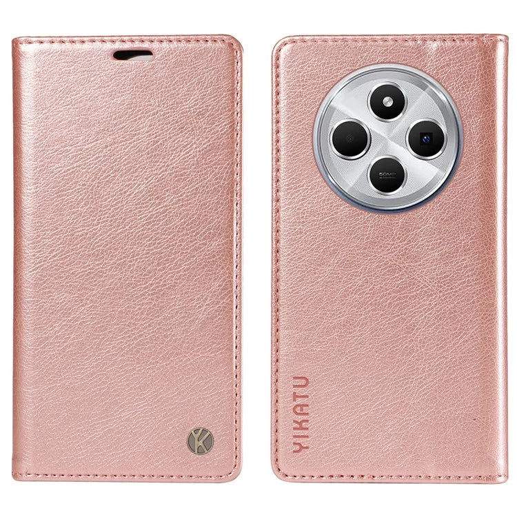 YIKATU YK-006 For Xiaomi Redmi 14C 4G Case Wallet Litchi Grain Leather Phone Cover Magnetic Auto-Absorbed