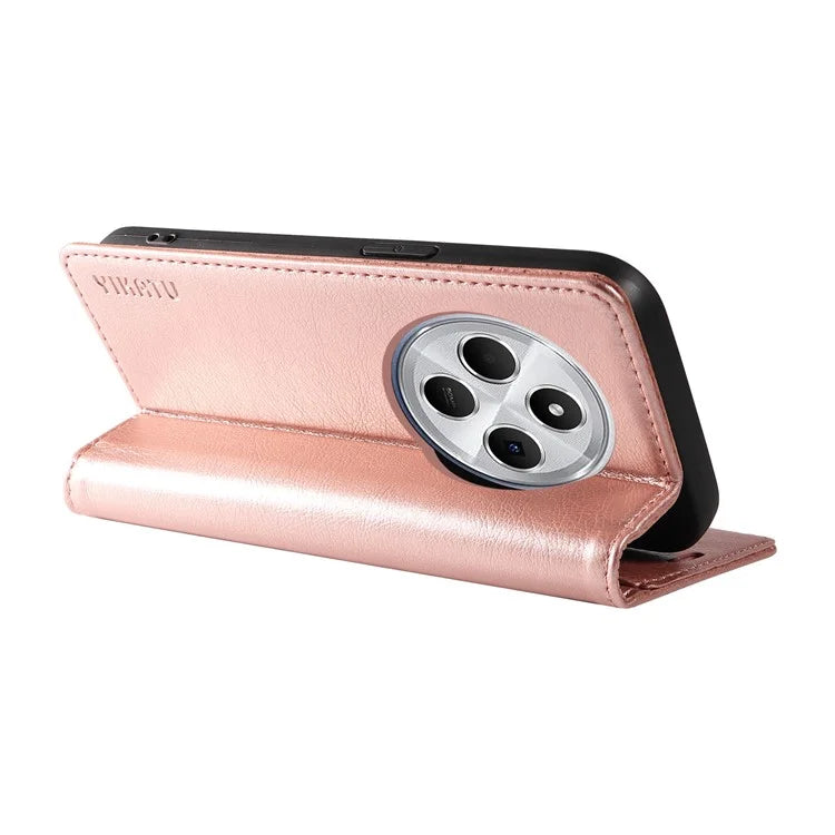 YIKATU YK-006 For Xiaomi Redmi 14C 4G Case Wallet Litchi Grain Leather Phone Cover Magnetic Auto-Absorbed