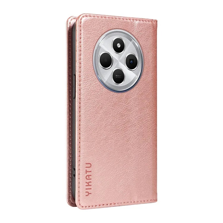 YIKATU YK-006 For Xiaomi Redmi 14C 4G Case Wallet Litchi Grain Leather Phone Cover Magnetic Auto-Absorbed