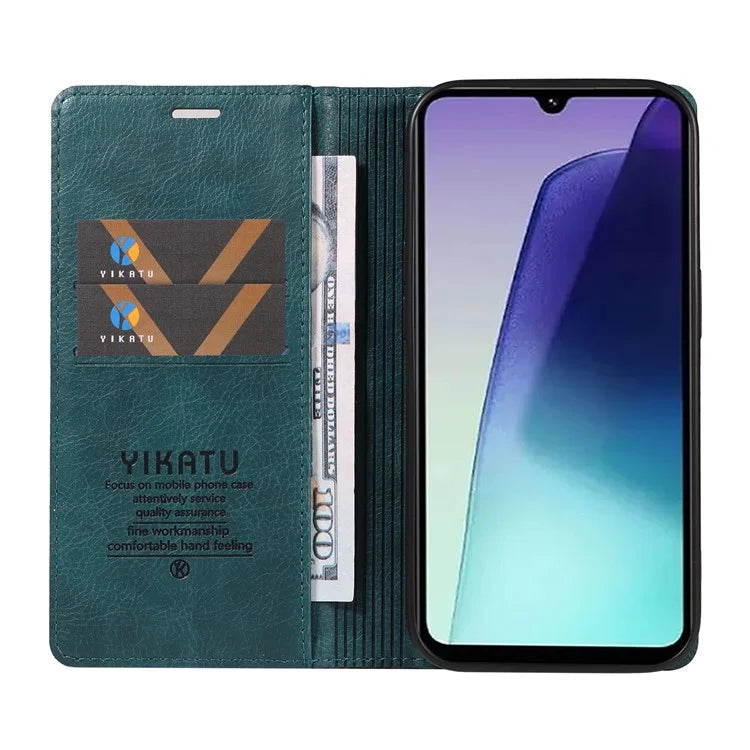 YIKATU YK-006 For Xiaomi Redmi 14C 4G Case Wallet Litchi Grain Leather Phone Cover Magnetic Auto-Absorbed