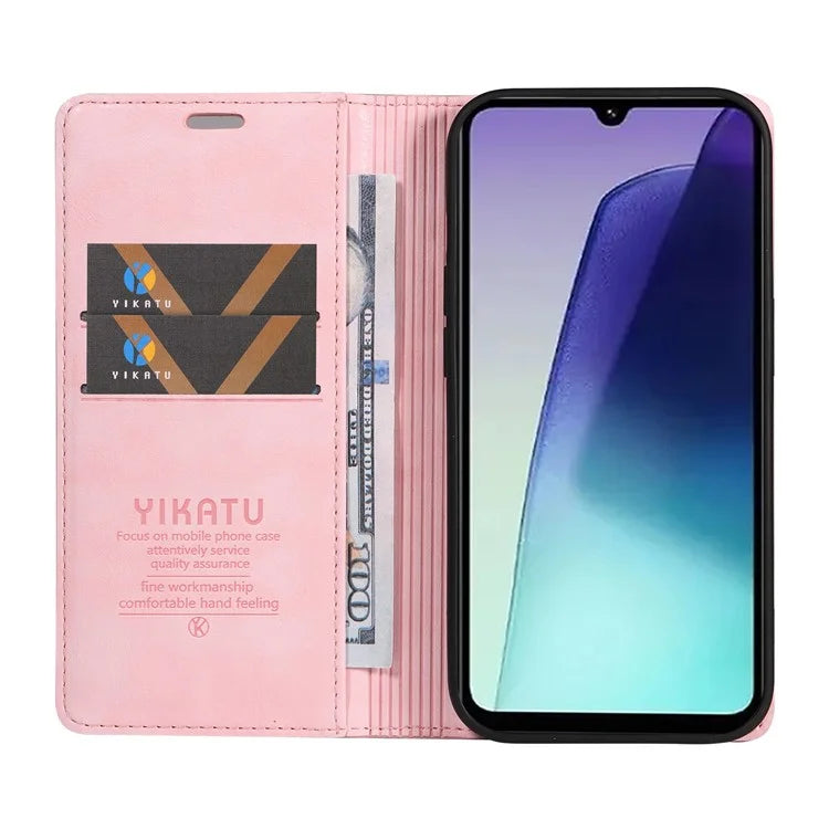 YIKATU YK-006 For Xiaomi Redmi 14C 4G Case Wallet Litchi Grain Leather Phone Cover Magnetic Auto-Absorbed