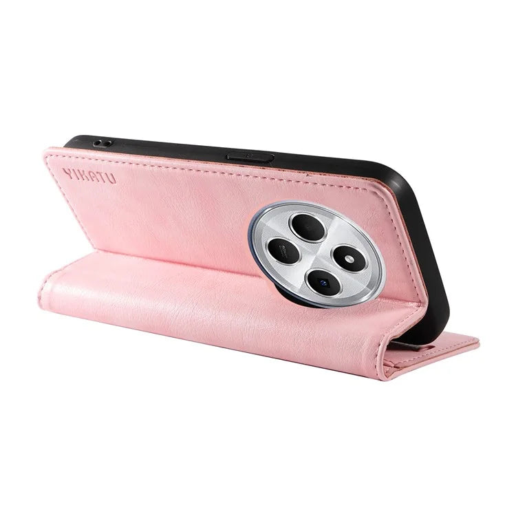 YIKATU YK-006 For Xiaomi Redmi 14C 4G Case Wallet Litchi Grain Leather Phone Cover Magnetic Auto-Absorbed