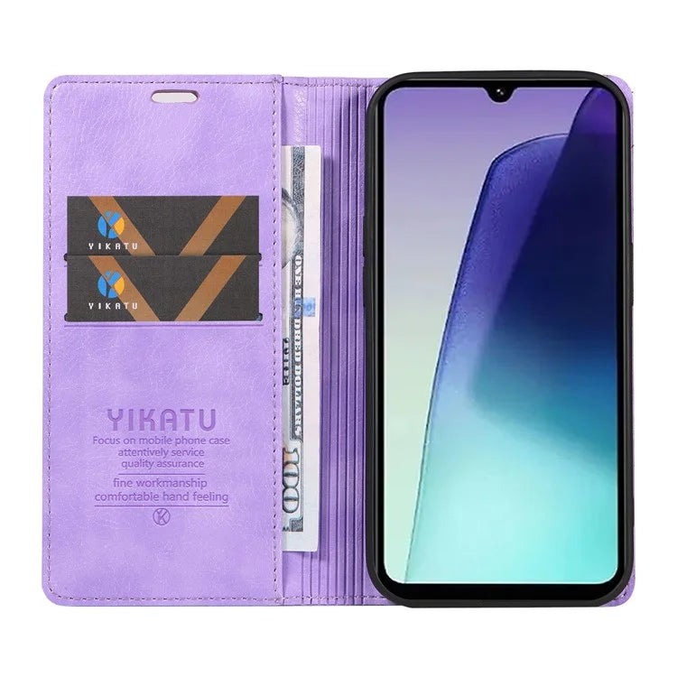 YIKATU YK-006 For Xiaomi Redmi 14C 4G Case Wallet Litchi Grain Leather Phone Cover Magnetic Auto-Absorbed