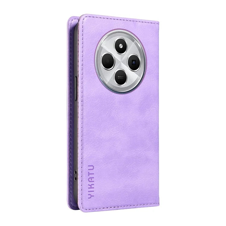 YIKATU YK-006 For Xiaomi Redmi 14C 4G Case Wallet Litchi Grain Leather Phone Cover Magnetic Auto-Absorbed
