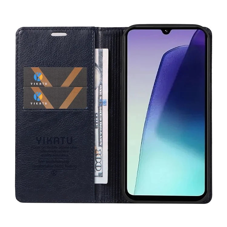 YIKATU YK-006 For Xiaomi Redmi 14C 4G Case Wallet Litchi Grain Leather Phone Cover Magnetic Auto-Absorbed
