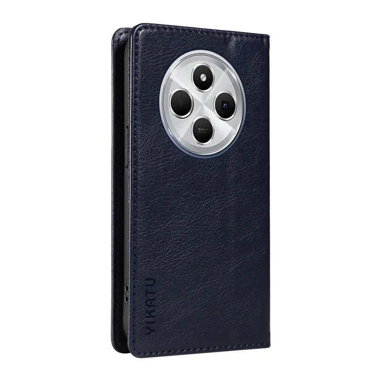 YIKATU YK-006 For Xiaomi Redmi 14C 4G Case Wallet Litchi Grain Leather Phone Cover Magnetic Auto-Absorbed