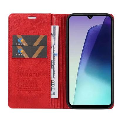 YIKATU YK-006 For Xiaomi Redmi 14C 4G Case Wallet Litchi Grain Leather Phone Cover Magnetic Auto-Absorbed