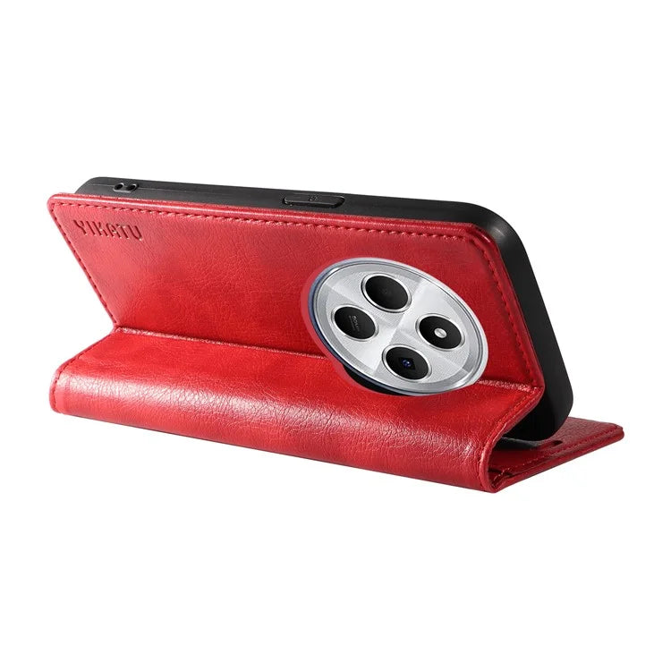 YIKATU YK-006 For Xiaomi Redmi 14C 4G Case Wallet Litchi Grain Leather Phone Cover Magnetic Auto-Absorbed
