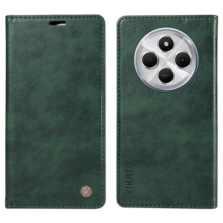YIKATU YK-006 For Xiaomi Redmi 14C 4G Case Wallet Litchi Grain Leather Phone Cover Magnetic Auto-Absorbed