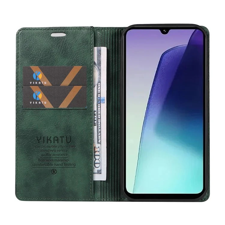 YIKATU YK-006 For Xiaomi Redmi 14C 4G Case Wallet Litchi Grain Leather Phone Cover Magnetic Auto-Absorbed
