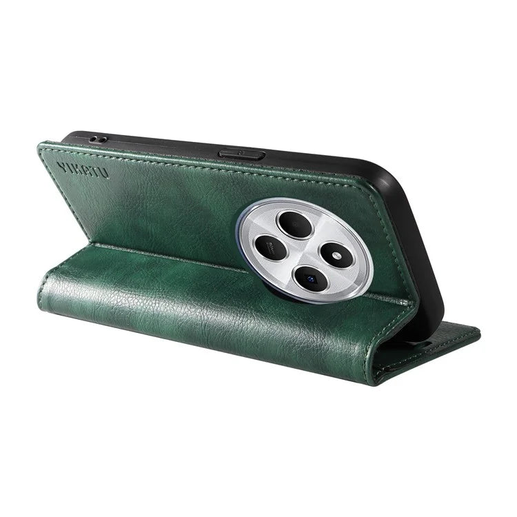 YIKATU YK-006 For Xiaomi Redmi 14C 4G Case Wallet Litchi Grain Leather Phone Cover Magnetic Auto-Absorbed
