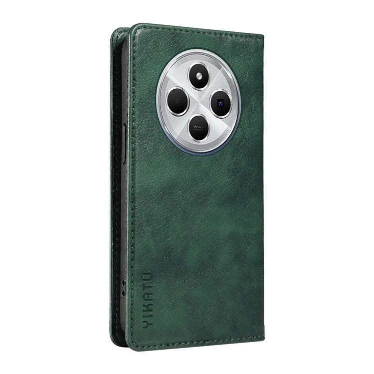 YIKATU YK-006 For Xiaomi Redmi 14C 4G Case Wallet Litchi Grain Leather Phone Cover Magnetic Auto-Absorbed